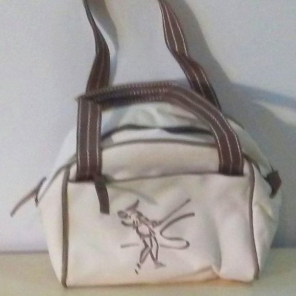 Nylon, insulated small ladies golfer pouch/tote - cream/tan - Picture 1 of 6